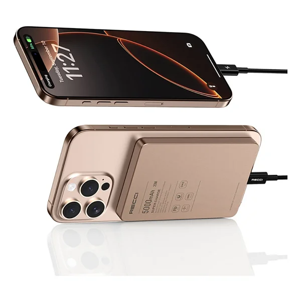 Recci RP33 Gold 5000 mAh Hızlı Şarj MagSafe Powerbank - Görsel 4