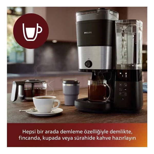 Philips Ultra Premium Öğütücülü Filtre Kahve Makinesi Siyah - Görsel 3