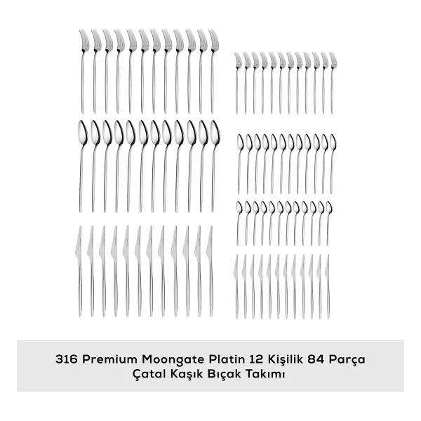 Karaca Moongate 316 Premium 84 Parça 12 Kişilik Çatal Kaşık Bıçak Takımı - Görsel 4