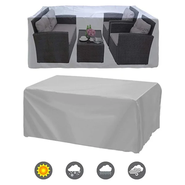 Autolion Kalın Bahçe Mobilya Brandası Masa Sandalye Koruma Örtüsü Premium - 160x160x80 - Gri - Görsel 2