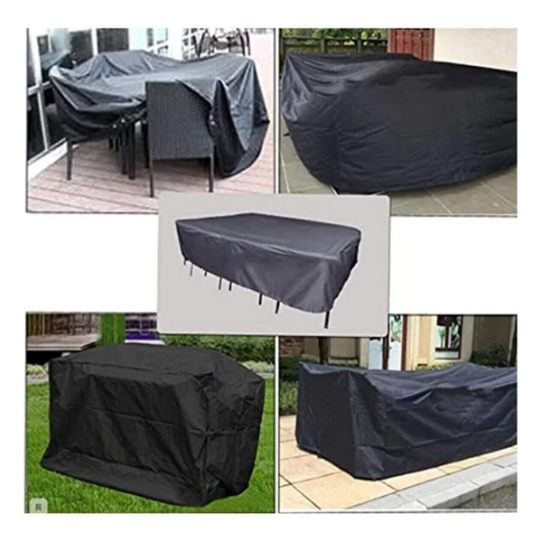 Autolion Kalın Bahçe Mobilya Brandası Masa Sandalye Koruma Örtüsü Premium - 160x160x80 - Siyah - Görsel 3