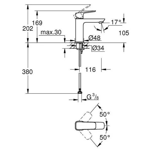 Grohe Cubeo M 1017552430 Mat Siyah Lavabo Bataryası - Görsel 4