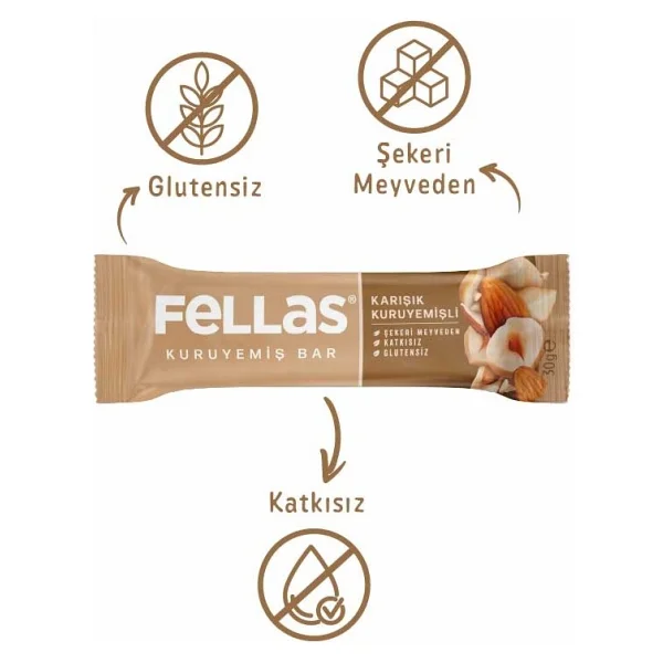 Fellas Karışık Kuruyemişli Bar 30 Gr 12'li - Görsel 5