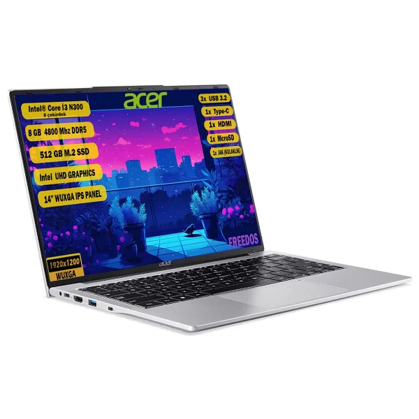 Acer Aspire Lite Al14-31p-39kn Nx.Ks9ey.002 İ3-N300 8 GB 512 GB SSD UHD Graphics 14" Wuxga Notebook - Görsel 2