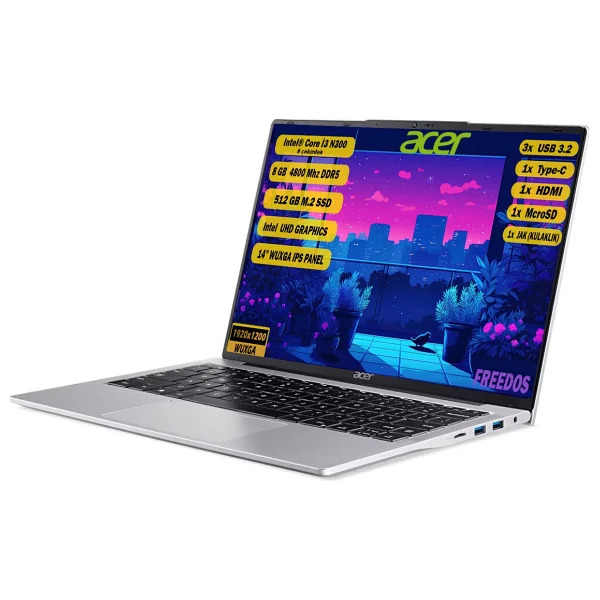 Acer Aspire Lite Al14-31p-39kn Nx.Ks9ey.002 İ3-N300 8 GB 512 GB SSD UHD Graphics 14" Wuxga Notebook - Görsel 3