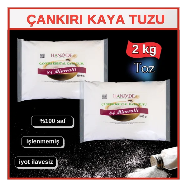 Hanzade Bitkisel 84 Mineralli Doğal Çankırı Kristal Toz Kaya Tuzu 2 Kg - Görsel 6