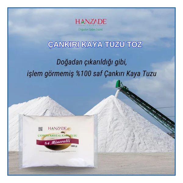 Hanzade Bitkisel 84 Mineralli Doğal Çankırı Kristal Toz Kaya Tuzu 2 Kg - Görsel 3