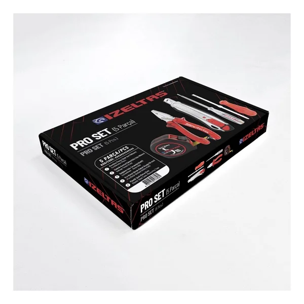 İzeltaş 5'li Pro Set 5 Parça Kraft Pense 160 Mm + Kontrol Kalemi + Tornavida + Maket Bıçağı + Şerit Metre - Görsel 2