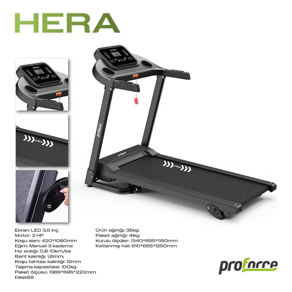 Proforce Hera Katlanabilir Koşu Bandı - Görsel 3