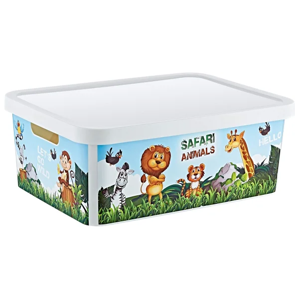 Smartware Stafi Desenli Çok Amaçlı Kapaklı Kutu 12 Lt Safari - Görsel 6