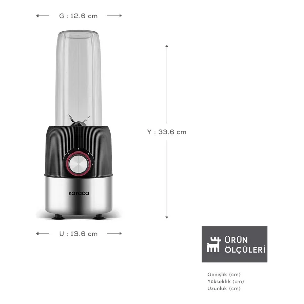 Karaca Blend Ve Rush Inox 500 W Antrasit Kişisel Smoothie Blender - Görsel 5