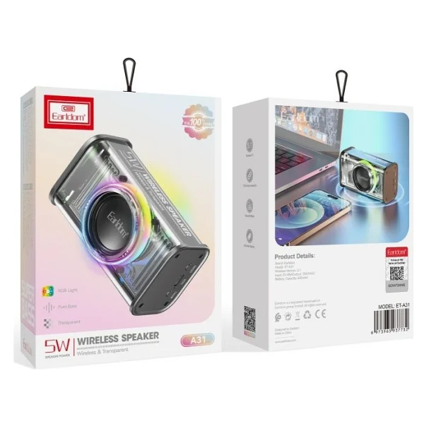 Earldom A31 RGB Işıklı Bluetooth 5.1 Kablosuz Hoparlör - Beyaz - Görsel 5