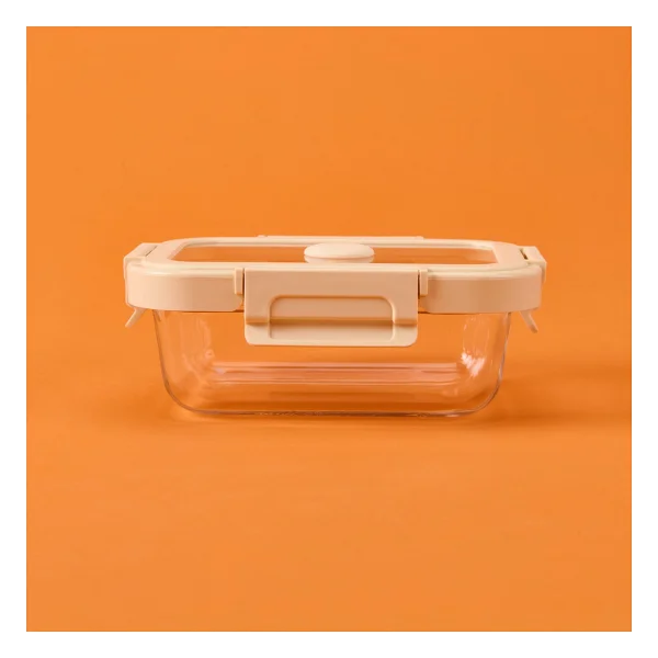Arow Kilitli Cam Saklama Kabı - Gri / Bej - 370 Ml - Görsel 3