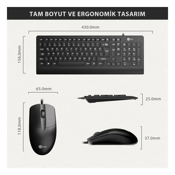 Lenovo Lecoo Cm103 Kablolu Klavye Mouse Seti - Görsel 3