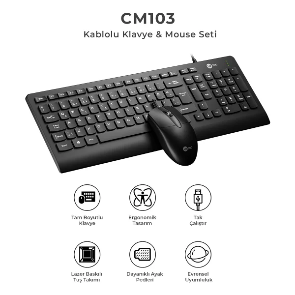 Lenovo Lecoo Cm103 Kablolu Klavye Mouse Seti - Görsel 4