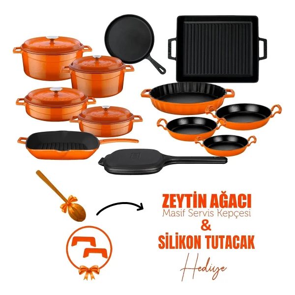 Lava Trendy 12x Siyah 17 Parça Döküm Tava Tencere Seti - Görsel 8