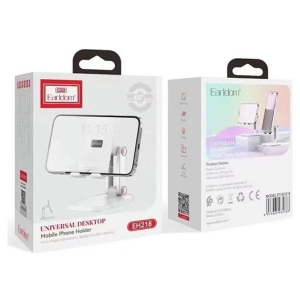 Earldom Eh218 Ayarlanabilir Katlanabilir Masaüstü Telefon Ve Mini Tablet Tutucu Beyaz - Görsel 4