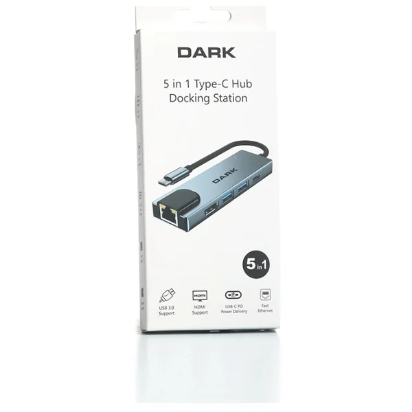 Dark 5'i 1 Arada USB 3.1 Type-C To Ethernet / Hdmı / USB 3.0 - USB 2.0 / USB-C Pd 65w MacBook Pro/Air & Notebook/Ultrabook İçin Port Çoklayıcı Hub - Görsel 7