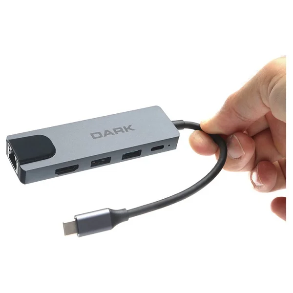 Dark 5'i 1 Arada USB 3.1 Type-C To Ethernet / Hdmı / USB 3.0 - USB 2.0 / USB-C Pd 65w MacBook Pro/Air & Notebook/Ultrabook İçin Port Çoklayıcı Hub - Görsel 4
