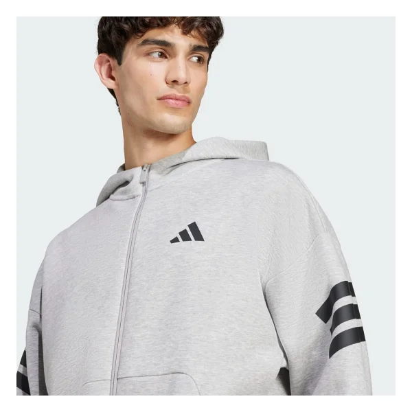 Adidas Future Icons 3-Stripes Full-Zip Jd4828 Gri Erkek Eşofman Üstü - Görsel 4