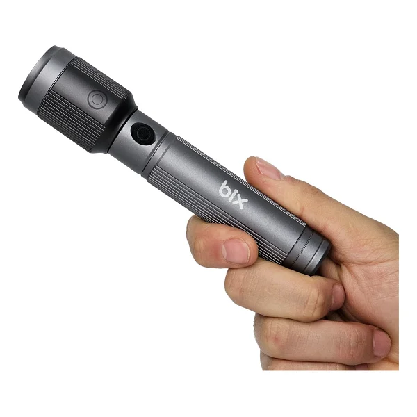Bix Flashlight Bx2141fl 10w LED, Max. 650 Lümen Parlaklık Ve 300 Metreye Kadar Menzilli, Şarj Edilebilir Çok Modlu Kompakt El Feneri - Gri - Görsel 2