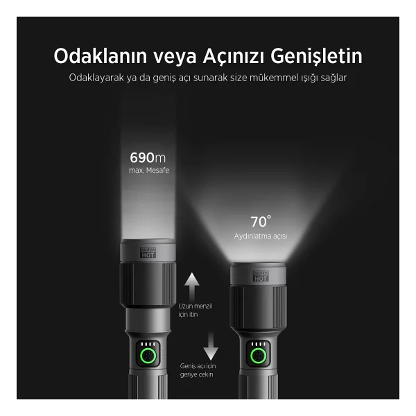 Bix Bx2101fl 1450 Lümen LED Şarjlı El Feneri - Görsel 5