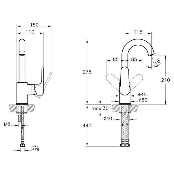 Artema Root Round A4275429 Soft Bakır Döner Borulu Lavabo Bataryası - Görsel 3
