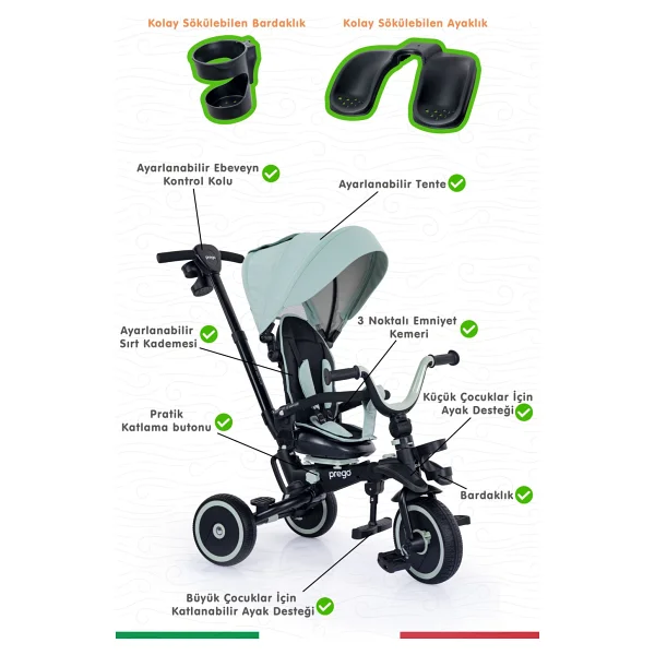 Prego Happy Dino Plus Katlanabilir Bebek Bisikleti - Görsel 8
