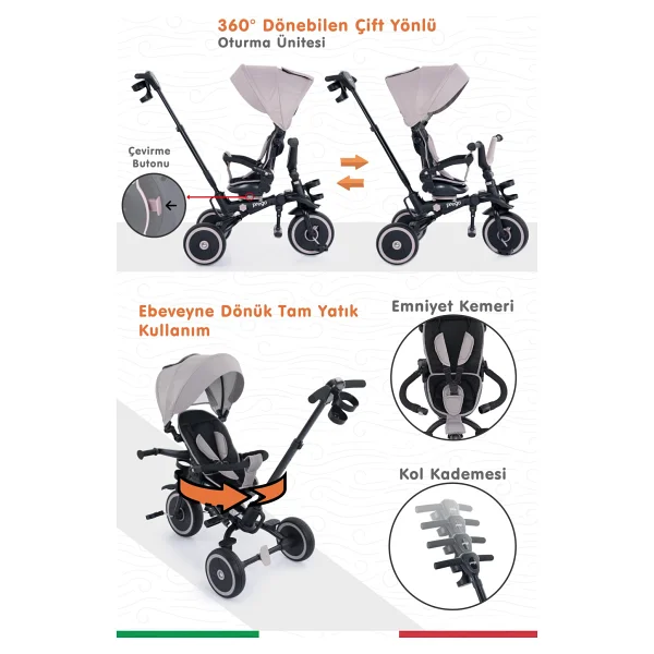 Prego Happy Dino Plus Katlanabilir Bej Bebek Bisikleti - Görsel 2