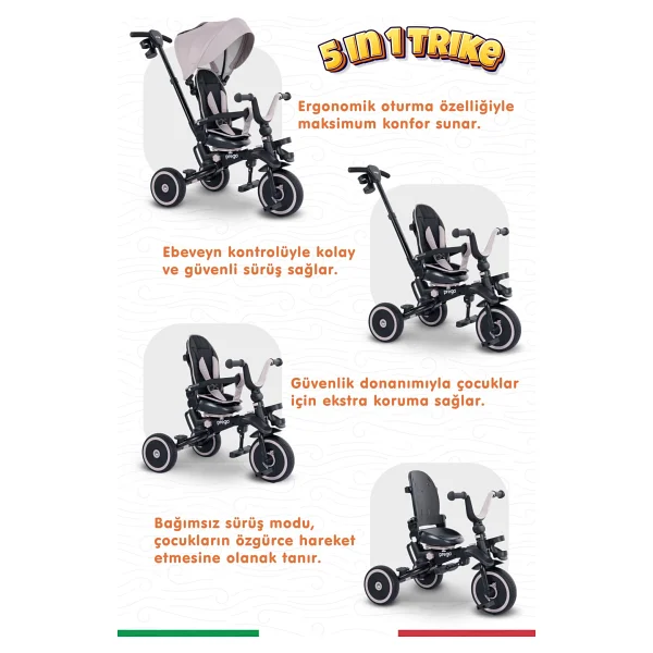 Prego Happy Dino Plus Katlanabilir Bej Bebek Bisikleti - Görsel 7