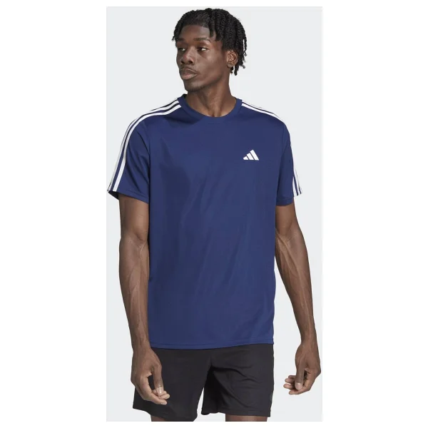 Adidas Train Essentials 3-Stripes Training IB8152 Mavi Kısa Kollu Bisiklet Yaka Erkek Spor Tişört - Görsel 6