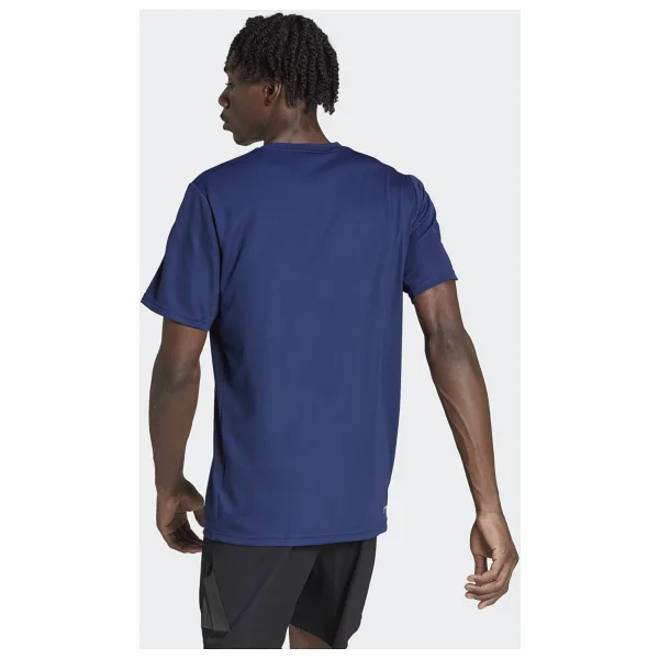 Adidas Train Essentials 3-Stripes Training IB8152 Mavi Kısa Kollu Bisiklet Yaka Erkek Spor Tişört - Görsel 2