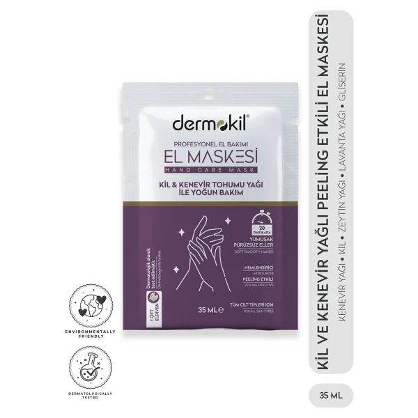 Dermokil Kil & Kenevir Yağlı Yoğun Bakım El Maskesi 35 Ml - Görsel 3