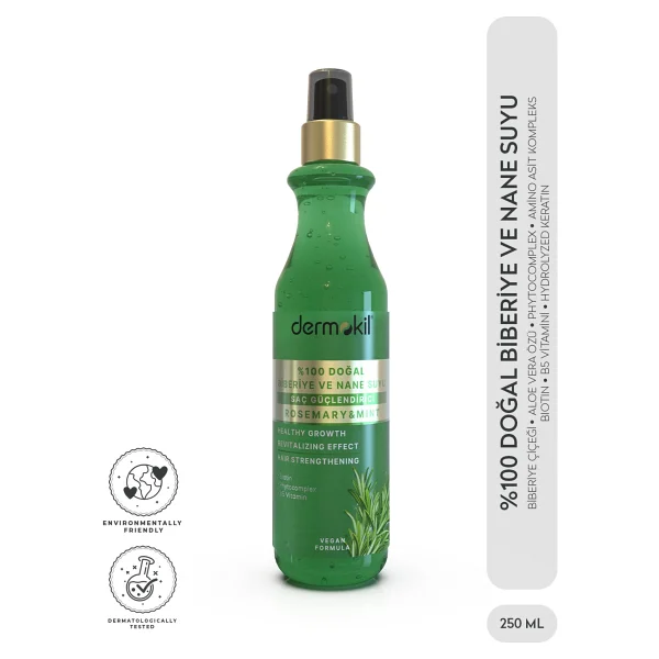 Dermokil Güçlendirici %100 Doğal Biberiye Ve Nane Suyu 250 Ml Saç Toniği - Görsel 2