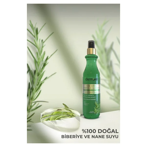 Dermokil Güçlendirici %100 Doğal Biberiye Ve Nane Suyu 250 Ml Saç Toniği - Görsel 3