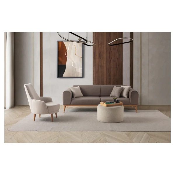 Edsy Home Rebull 3+3+1 Koltuk Takımı Kahverengi + Sütlü Kahve - Görsel 3