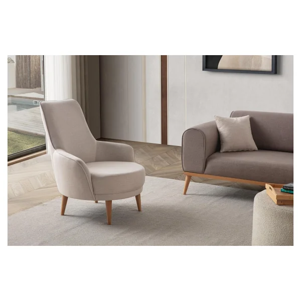 Edsy Home Rebull 3+3+1 Koltuk Takımı Kahverengi + Sütlü Kahve - Görsel 6