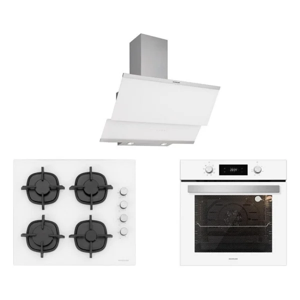Silverline Beyaz Cam Ankastre Set (3420 Classy 60+Cs5343w01+Bo6504w01) - Görsel 5