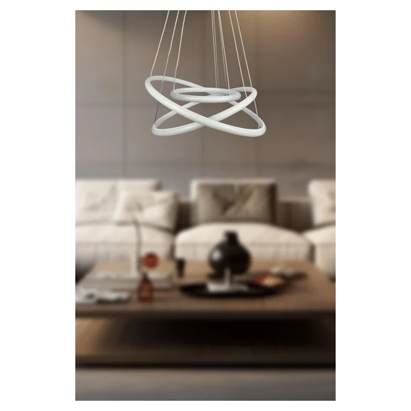 LEGACY Rings Modern Tasarım Siyah Renk - Yatak Odası - Salon - Çocuk Odası - Mutfak Beyaz Led 3 Lü Avize - Görsel 5