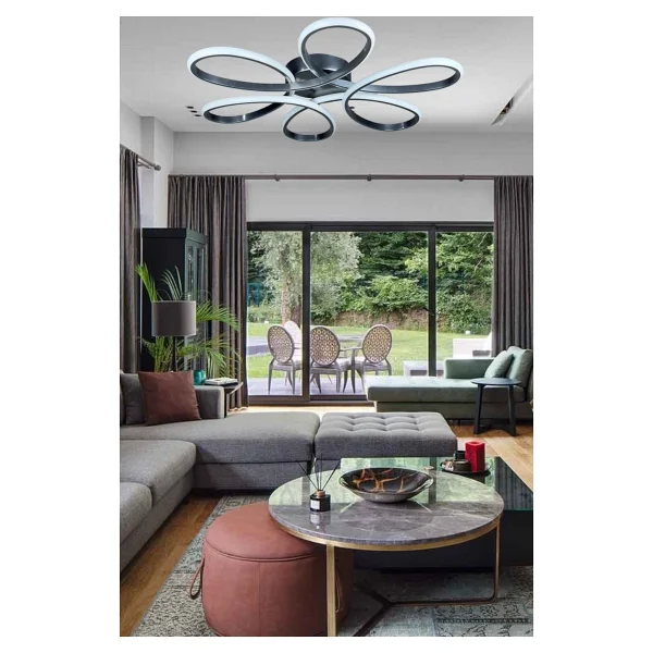 LEGACY Sedef Modern Tasarım Yatak Odası - Salon - Mutfak Gri Renk Gün Işığı Ve Beyaz Led Avize - Görsel 8