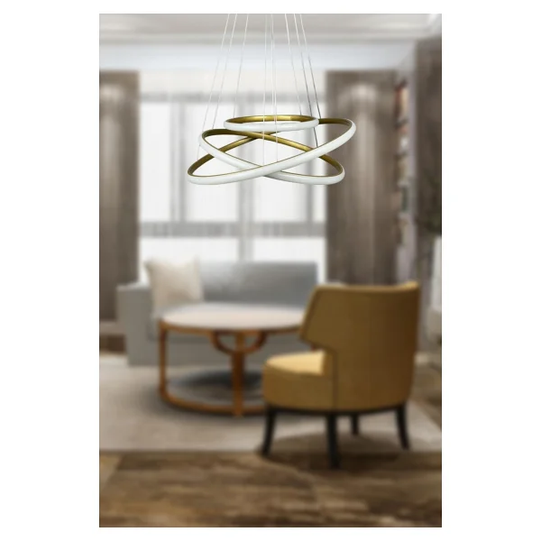 LEGACY Rings Modern Tasarım Siyah Renk - Yatak Odası - Salon - Çocuk Odası - Mutfak Beyaz Led 3 Lü Avize - Görsel 4