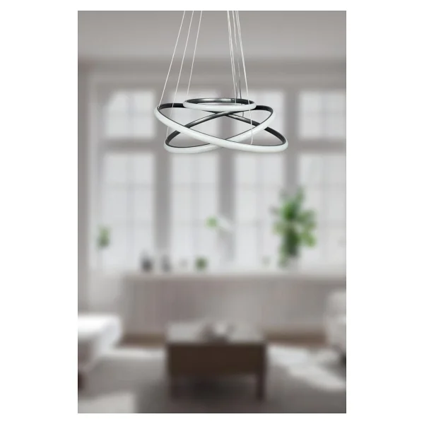 LEGACY Rings Modern Tasarım Siyah Renk - Yatak Odası - Salon - Çocuk Odası - Mutfak Beyaz Led 3 Lü Avize - Görsel 6
