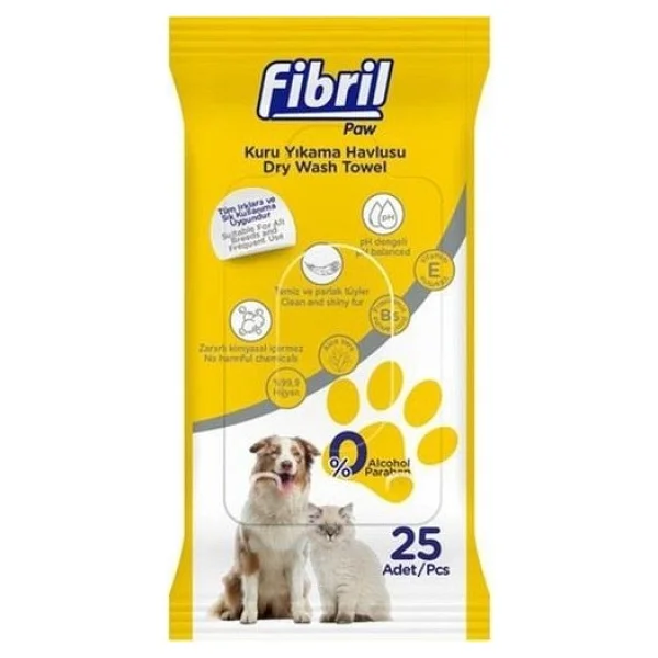 Fibril Evcil Hayvan Kuru Yıkama Havlusu 25'li - Görsel 2