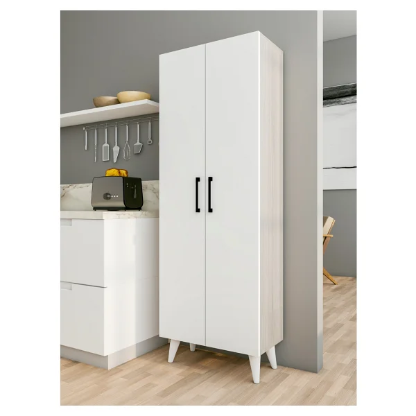 Montenero Cordoba Çok Amaçlı Dolap 2 Kapaklı 6 Raflı Sığ Derinlik Banyo Hol 60x170 Cm - Görsel 10