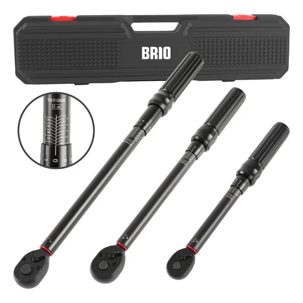 Brio Tork Anahtari 3 Ad 1/4" 5-25 Nm, 3/8" 10-60 Nm, 1/2" 20-200 Siyah - Görsel 3