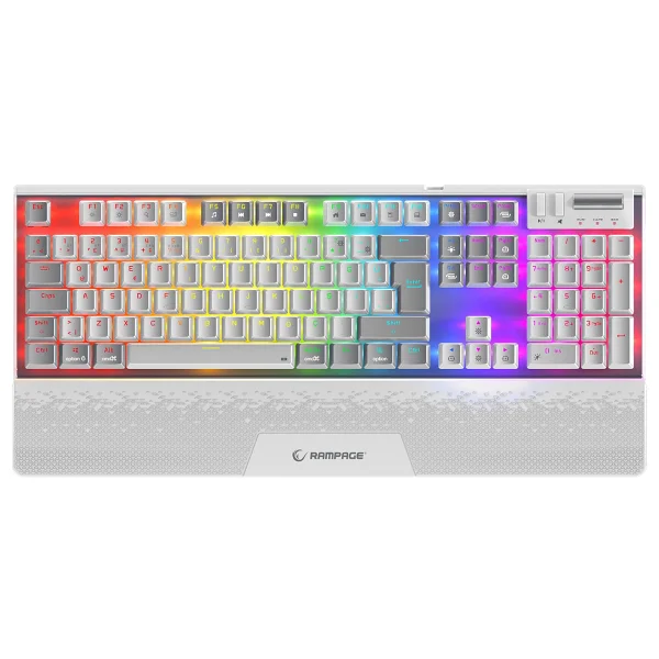 Rampage Carbon Pro RGB Beyaz Red Switch Kablolu/Kablosuz Mekanik Oyuncu Klavyesi