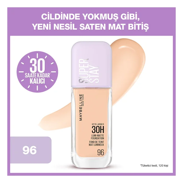 Maybelline New York Super Stay Lumi Matte 96 30 Ml Likit Fondöten - Görsel 7