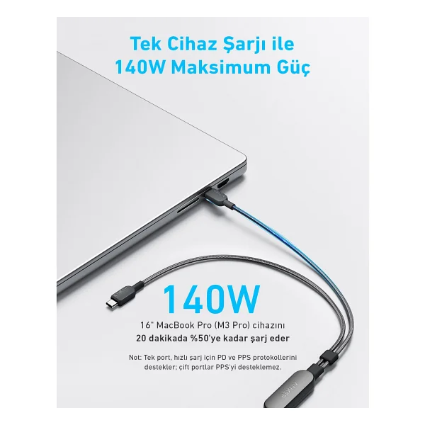 Anker A8895 1.2 M Type-C To Type-C Hızlı Şarj Kablosu - Görsel 6