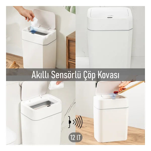 Porsima 4147 12 Lt Hareket Sensörlü Sessiz Kapatma Çöp Kovasıvası - Görsel 9