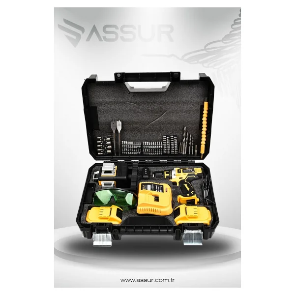 Assur Profesyonel 12v Çift Akülü 12 Köşe 360° Lazer Hizalama & Akülü Vidalama Set - Görsel 5